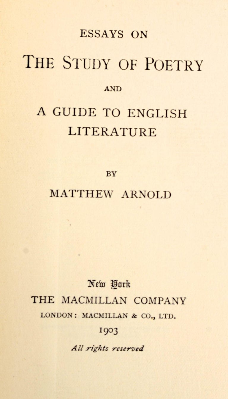 The study of poetry by matthew arnold summary pdf image