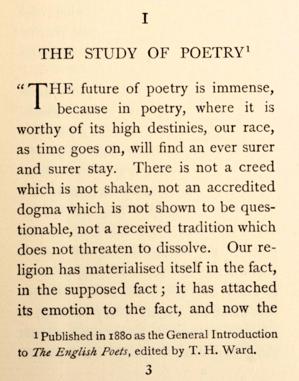 matthew arnold the study of poetry