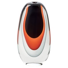 Essence Black, Red and Gray Blown Glass Large Vase