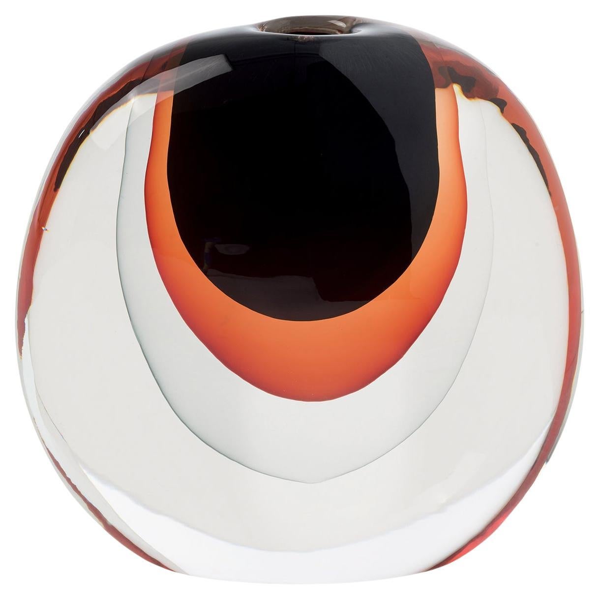 Essence Black, Red and Gray Blown Glass Small Vase