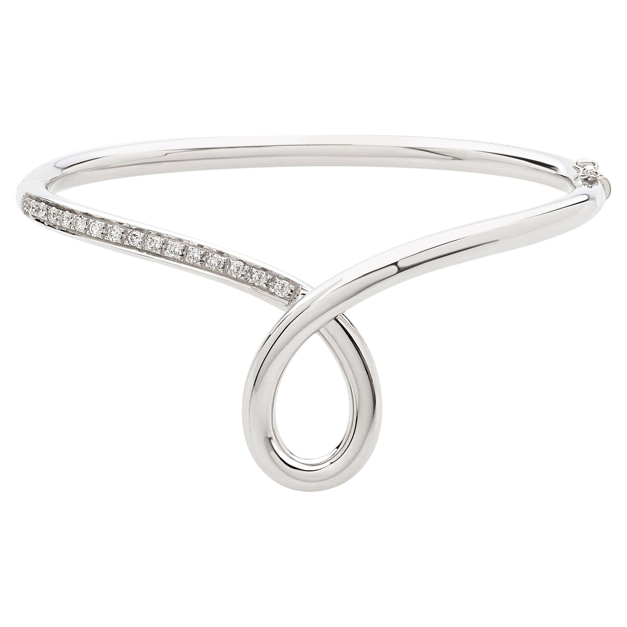 Essence Collection White Gold Bangle with White Diamonds For Sale