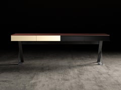 Essence Desk Drawers Glossy Laquered Wood Black Matte Metal