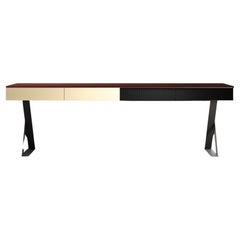 Essence Desk Drawers Glossy Laquered Wood Black Matte Metal