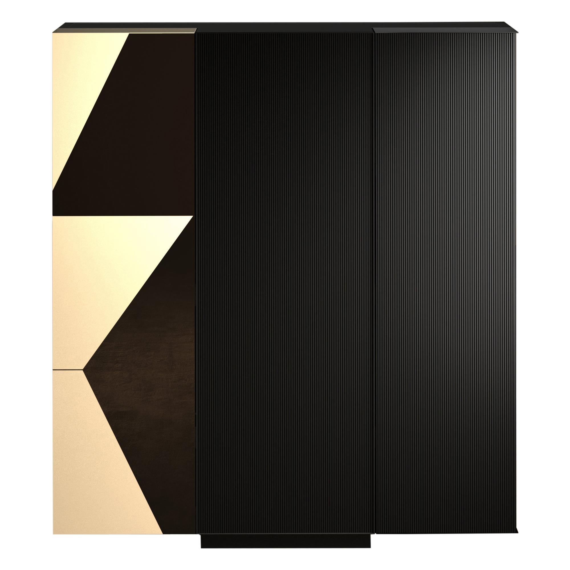 Essence High Cabinet Glossy Graphic Lacquered Wood