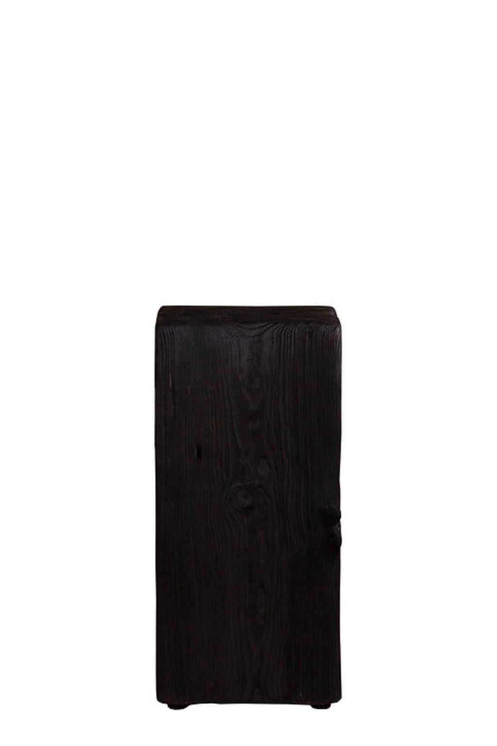 Essence M by Rectangle Studio
Dimensions: 25x25x50 cm
Materials: Solid Pine, Natural Black Wood oil 

Kabuk is an alternative product with sculptural appearance which can be used as a coffee table and a bedside table with its modern