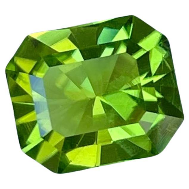 Essence of Apple Green Peridot Stone 3.35 carats Radiant Cut Pakistani Gemstone For Sale