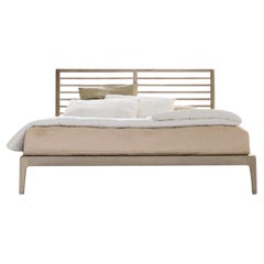 Essentia Solid Wood Bed, Walnut in Hand-Made Natural Grey Finish, Contemporary