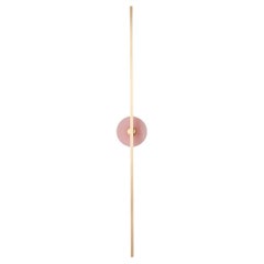 Essential Grand Stick Satin Brass and Pink Onyx Wall Lamp by Matlight Milano