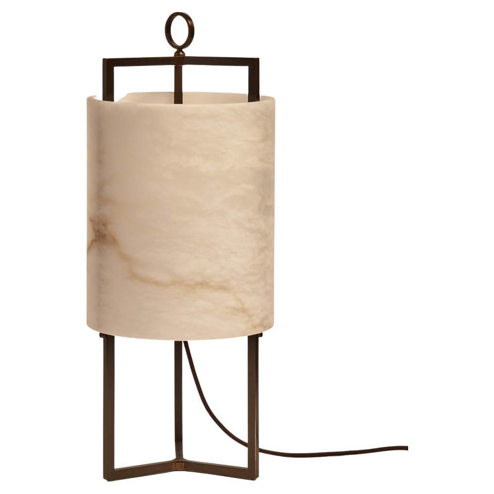 Essential Italian Alabaster "Lantern" with Bronze Structure