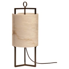 Essential Italian Alabaster "Lantern" with Bronze Structure