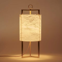 Essential Italian Alabaster "Lantern" with satin brass structure