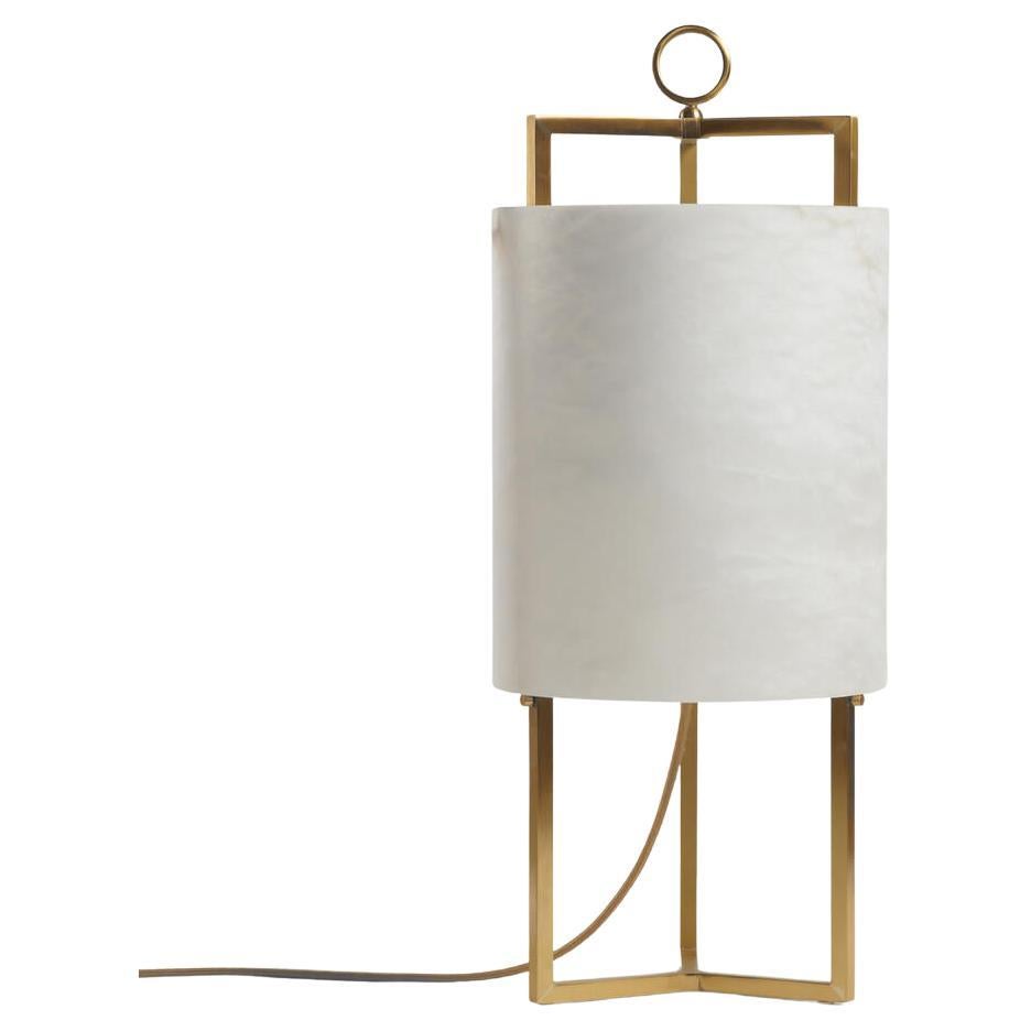 Essential Italian Alabaster "Lantern" with satin brass structure