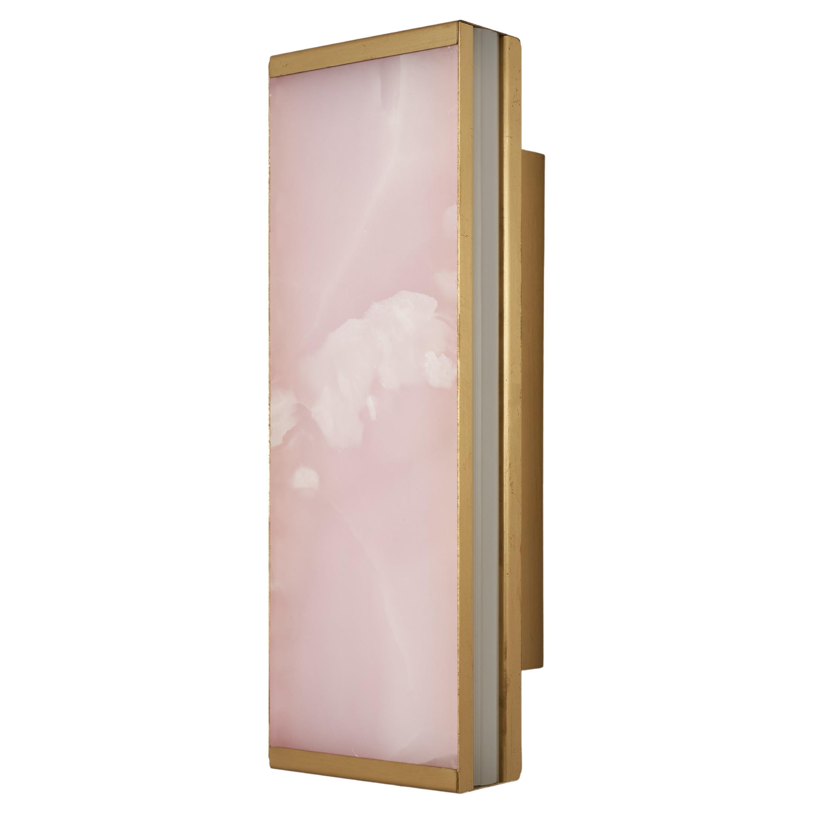 Essential Italian Pink Onyx Wall Sconce "Tech" For Sale