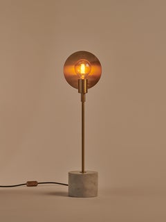 Essential Italian Table Lamp "Vanessa," in Satin Brass and White Marble