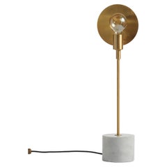 Essential Italian Table Lamp "Vanessa", in satin brass and White Marble