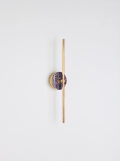 Essential Italian Wall Sconce "Elite Stick," Polished brass and Amethyst