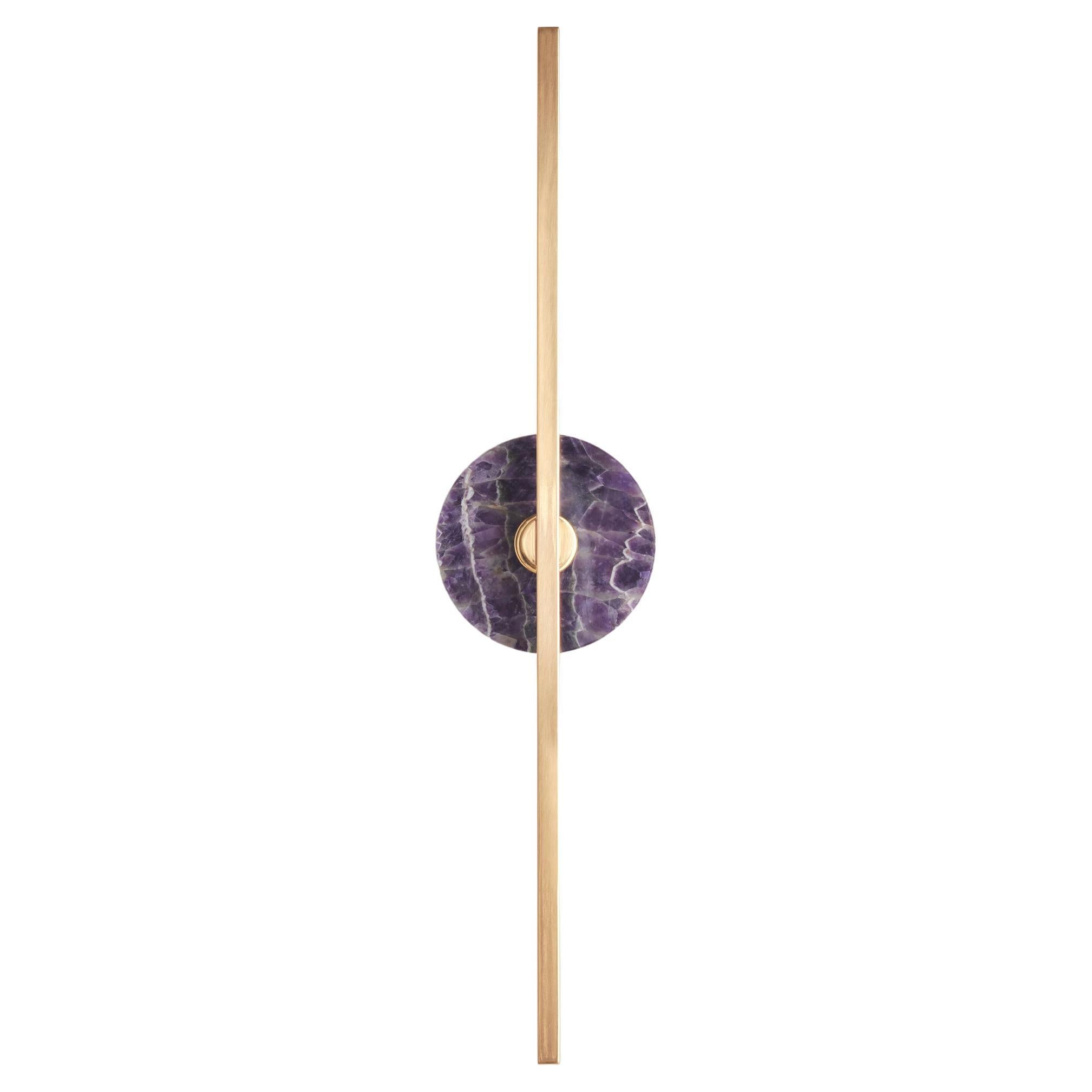 Essential Italian Wall Sconce "Elite Stick", Polished brass and Amethyst