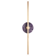 Essential Italian Wall Sconce "Elite Stick," Polished brass and Amethyst