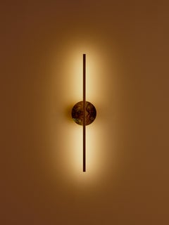 Essential Italian Wall Sconce "Elite Stick," Polished brass and Labradorite