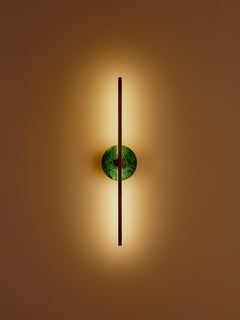 Essential Italian Wall Sconce 'Elite Stick', Messing poliert und Malachit