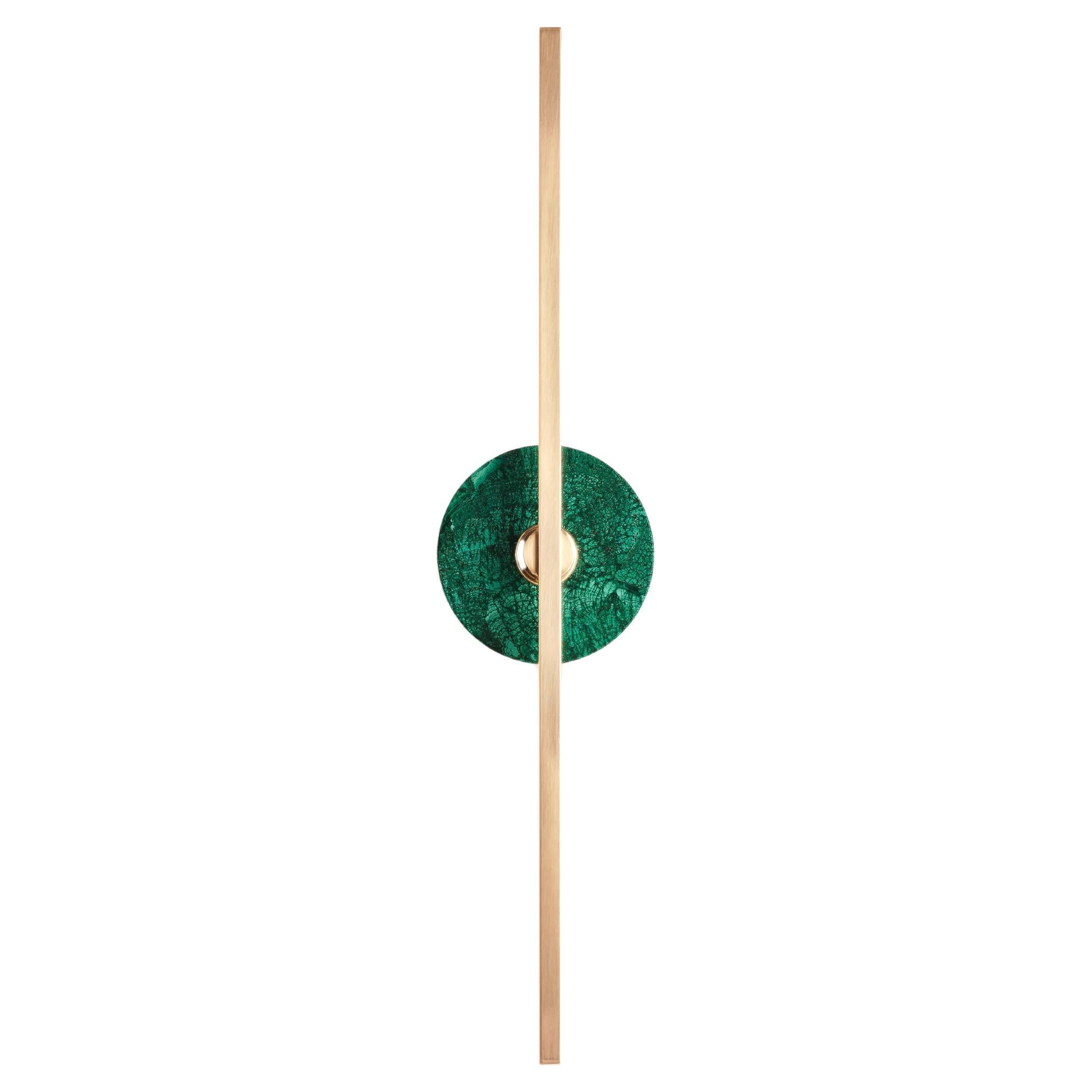 Essential Italian Wall Sconce "Elite Stick," Polished brass and Malachite