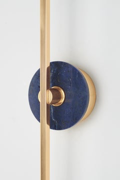 Essential Italian Wall Sconce "Elite Stick," Polished brass and Sodalite