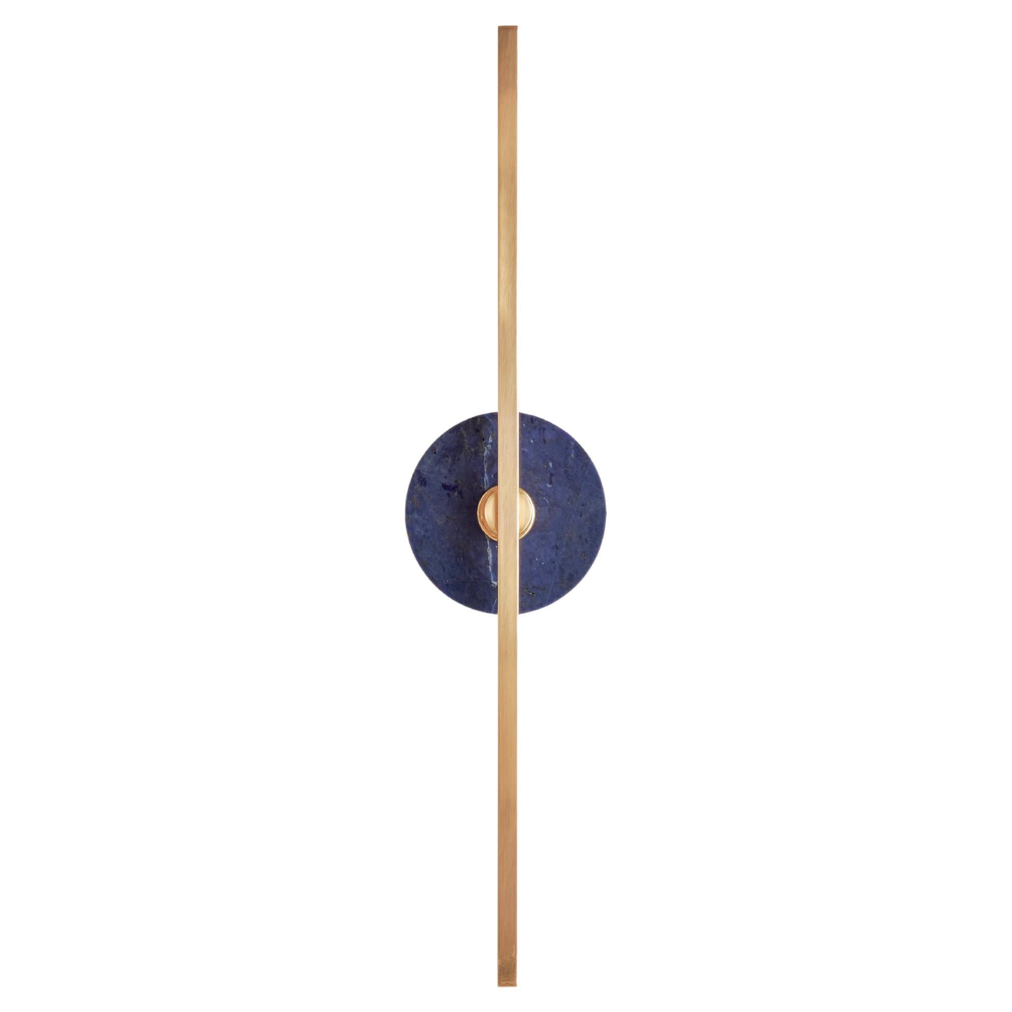 Essential Italian Wall Sconce "Elite Stick", Polished brass and Sodalite