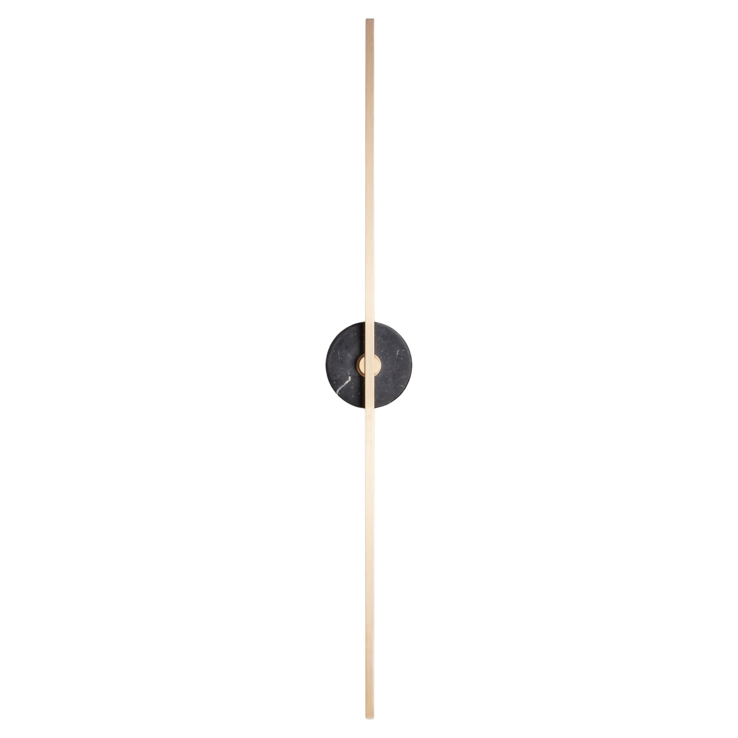 Essential Italian Wall Sconce "Grand Stick", Brass and Black Marquinha Marble