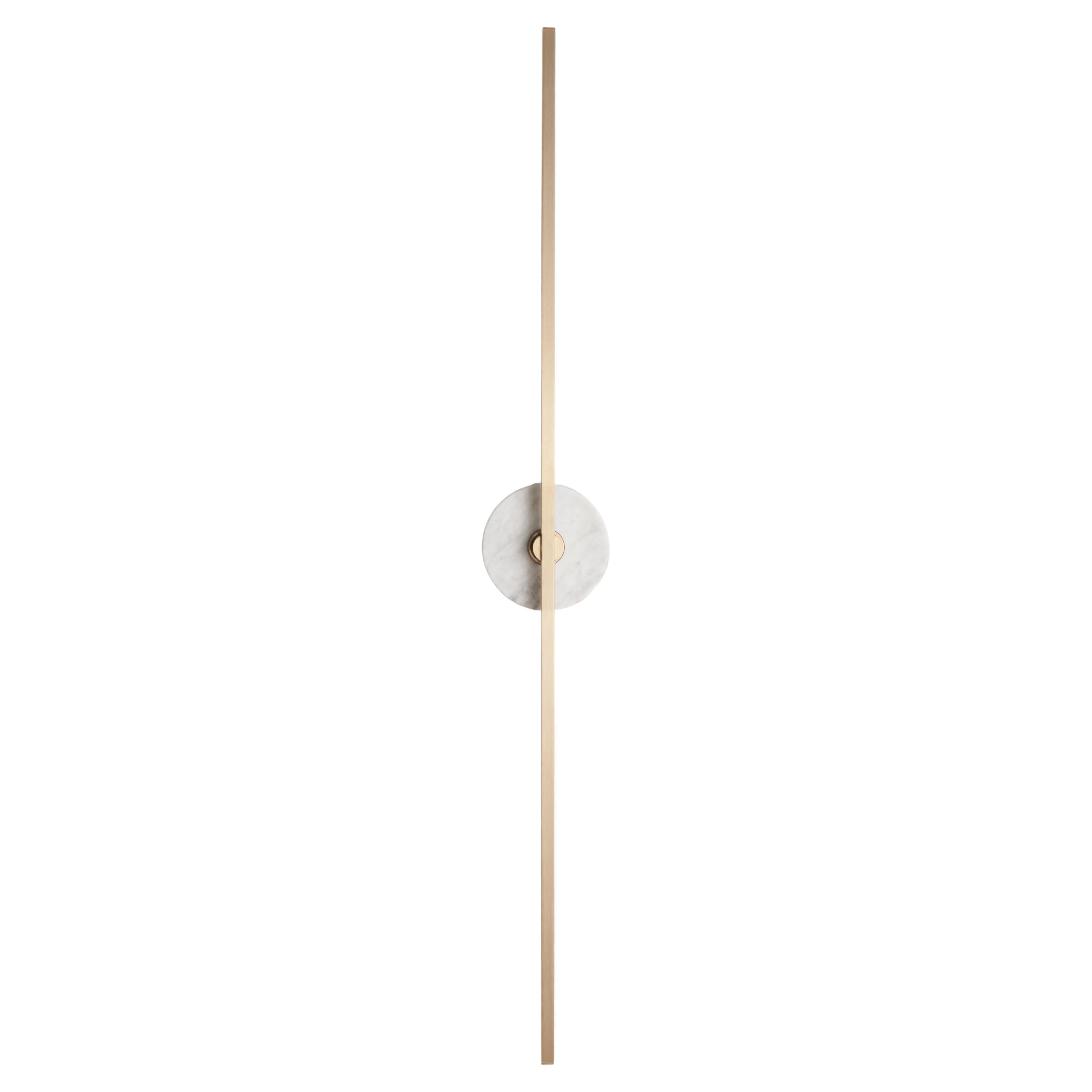 Essential Italian Wall Sconce "Grand Stick", Brass and Carrara Marble