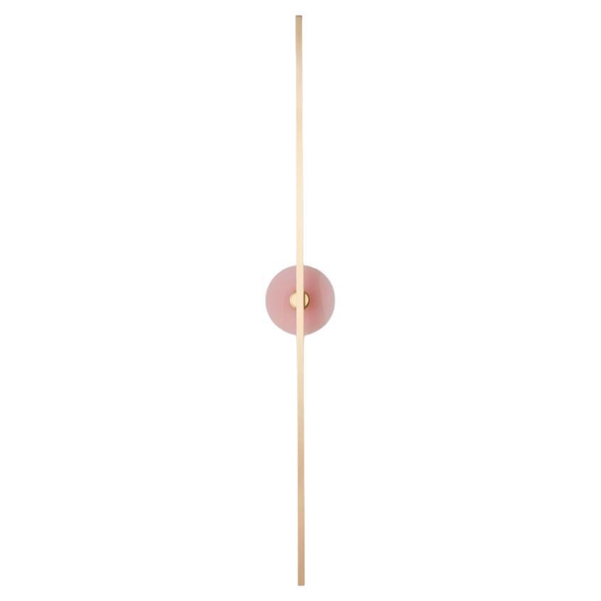 Essential Italian Wall Sconce "Grand Stick", Satin Brass and Pink Onyx L.E. For Sale