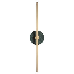 Essential Italian Wall Sconce "Stick", Brass and Green Guatemala Marble