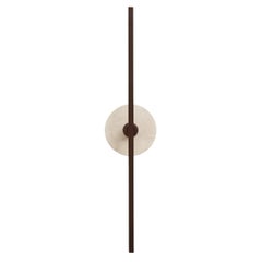 Essential Italian Wall Sconce "Stick", Bronze and Travertine Marble