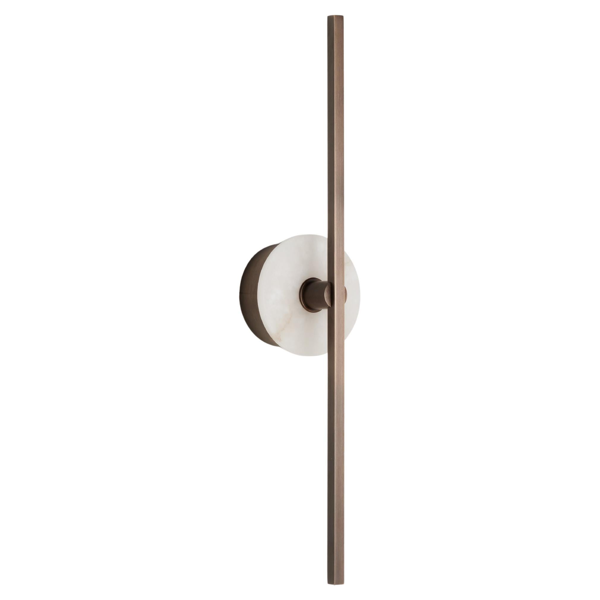 Essential Italian Wall Sconce "Stick" in Bronze and Alabaster