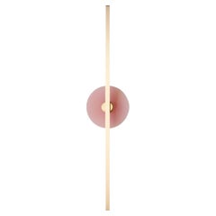 Essential Stick Satin Brass and Pink Onyx Wall Lamp by Matlight