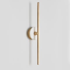 Essential Stick Wall Sconce in Satin Brass and White Marble by Matlight Milano