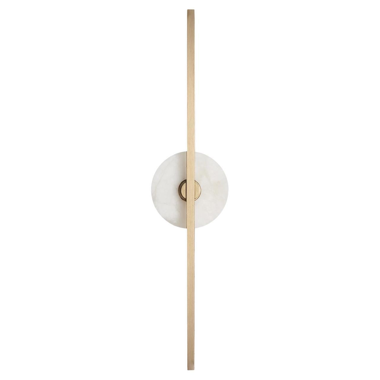 Essential Stick Wall Sconce in Satin Brass and White Marble by Matlight Milano