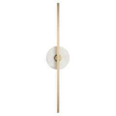Essential Stick Wall Sconce in Satin Brass and White Marble by Matlight Milano