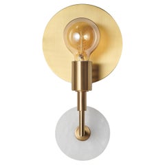 Essential Vanessa Satin Brass and Alabaster Wall Lamp by Matlight Milano 