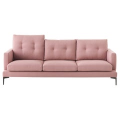 Essentiel 3-Sitz 220 Hohes Kissen-Sofa mit geflochtener rosa geflochtener Polsterung, Sergio Bicego