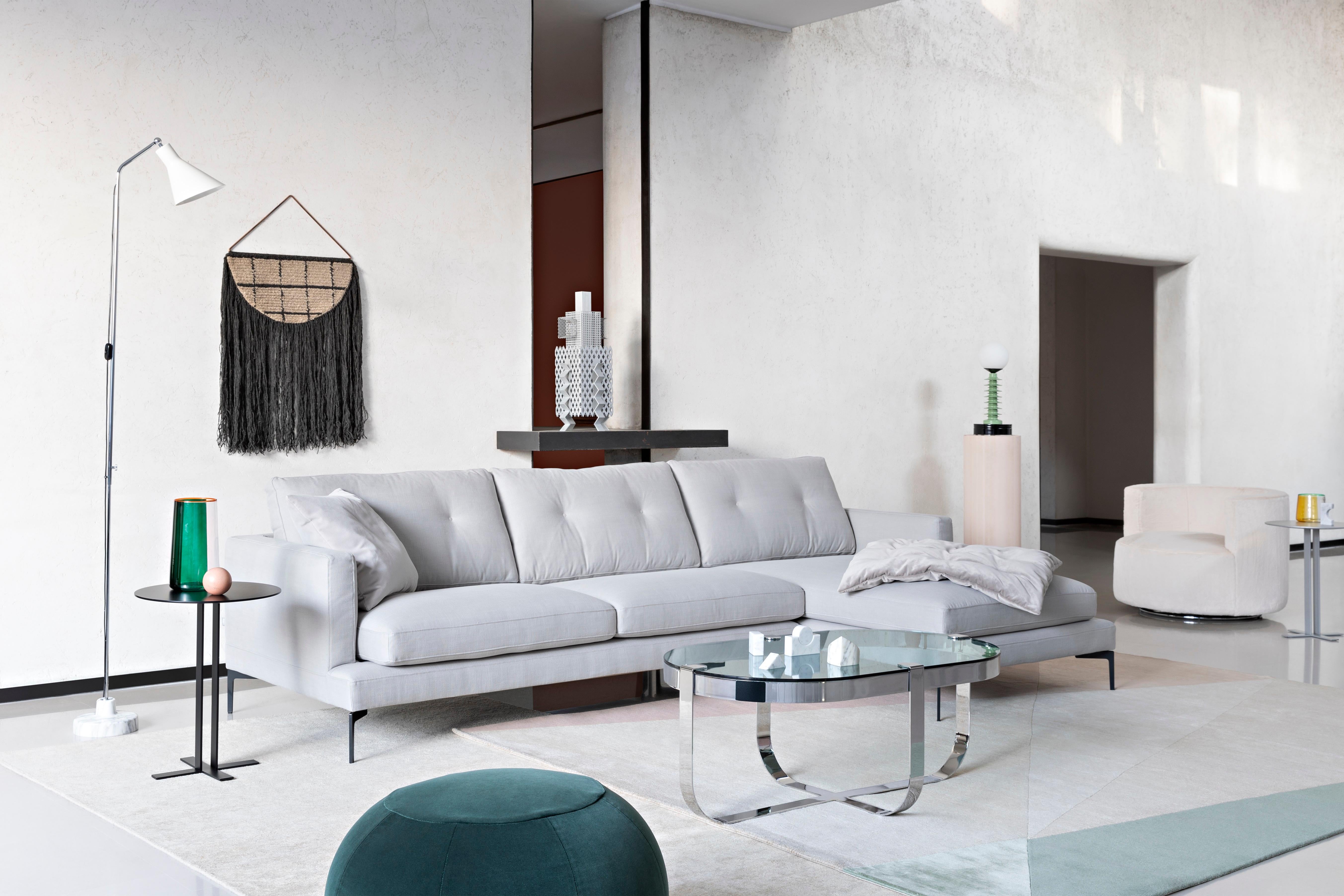3-Sitzer-Sofa 250 mit rosa geflochtener Polsterung und grauen Beinen, Sergio Bicego (Metall) im Angebot