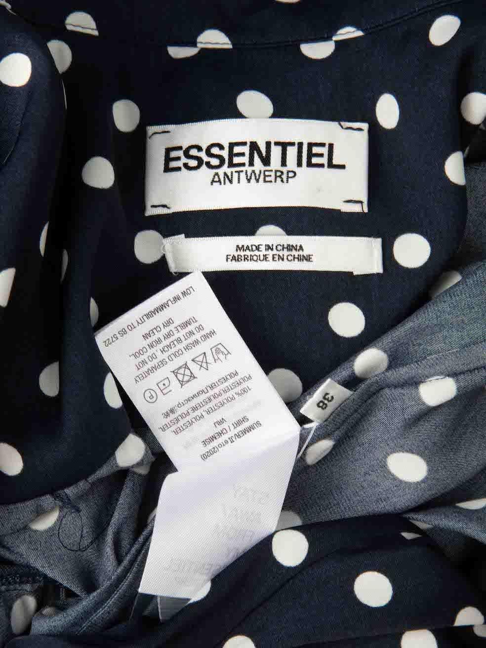 Women's Essentiel Antwerp Navy Polkadot Pocket Shirt Size M For Sale