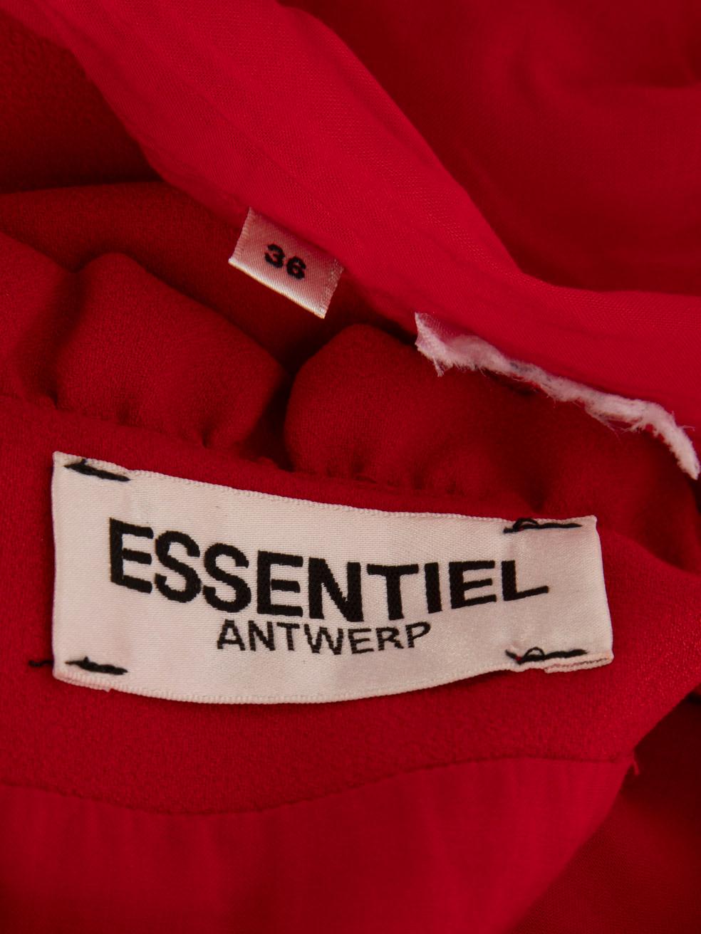 Essentiel Antwerpen Rot Rüschenbesatz Langarmkleid Größe S im Angebot 2