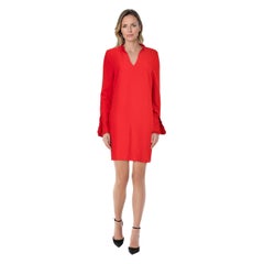 Essentiel Antwerpen Rot Rüschenbesatz Langarmkleid Größe S