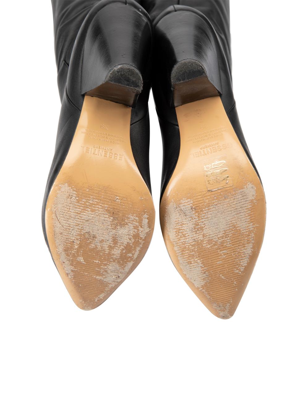 Essentiel Antwerp Women's Black Leather Thigh High Heeled Boots 1