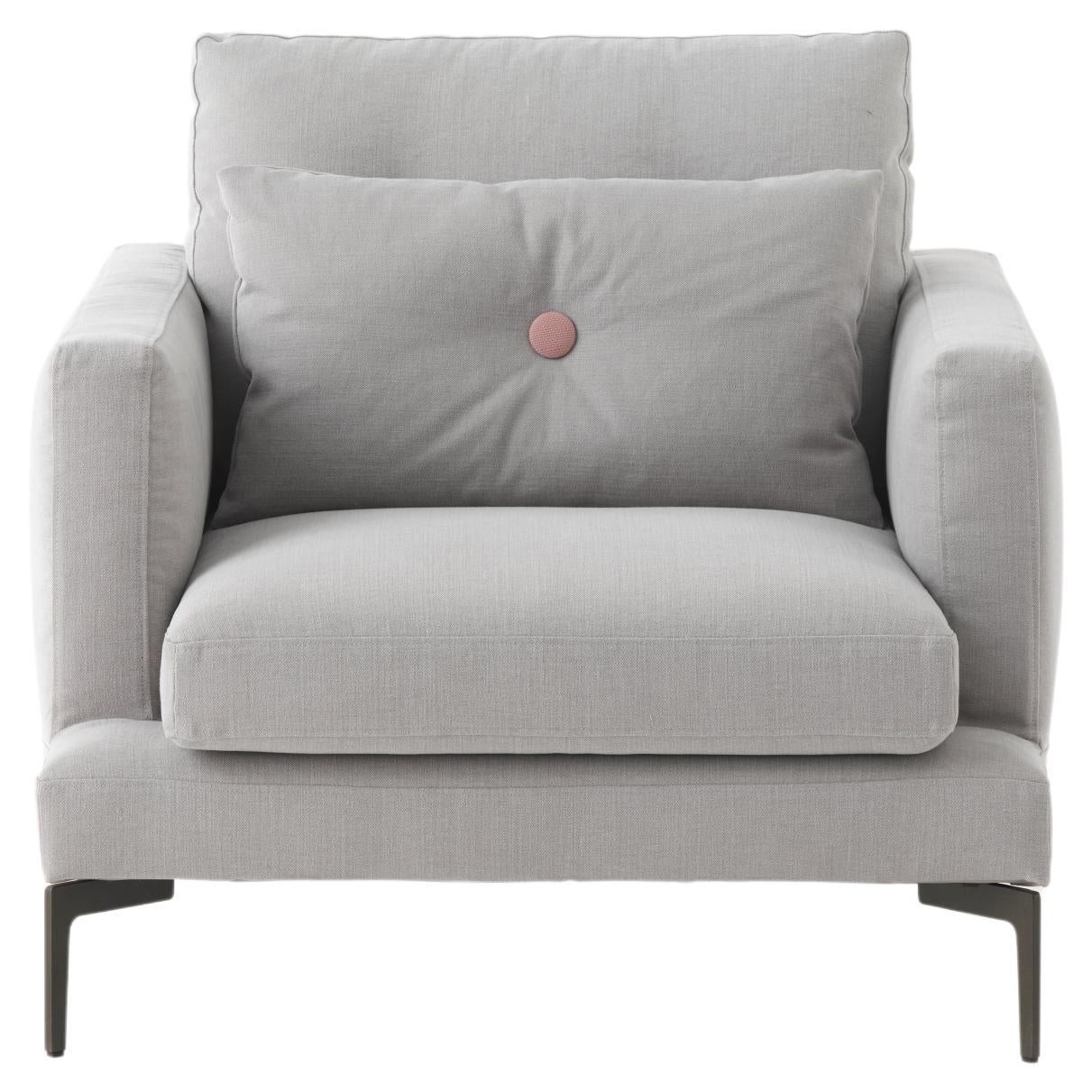 Essentiel Large Armchair with Cushion in Creta Grey Upholstery by Sergio Bicego