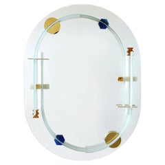 Espejo Escultórico Ovalado de Cristal Satinado Essenza