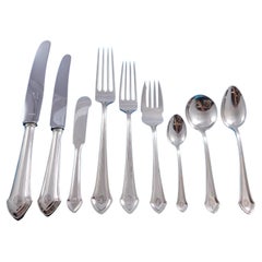 Used Essex by Durgin Sterling Silver Flatware Set Service 112 pieces Dinner Art Deco