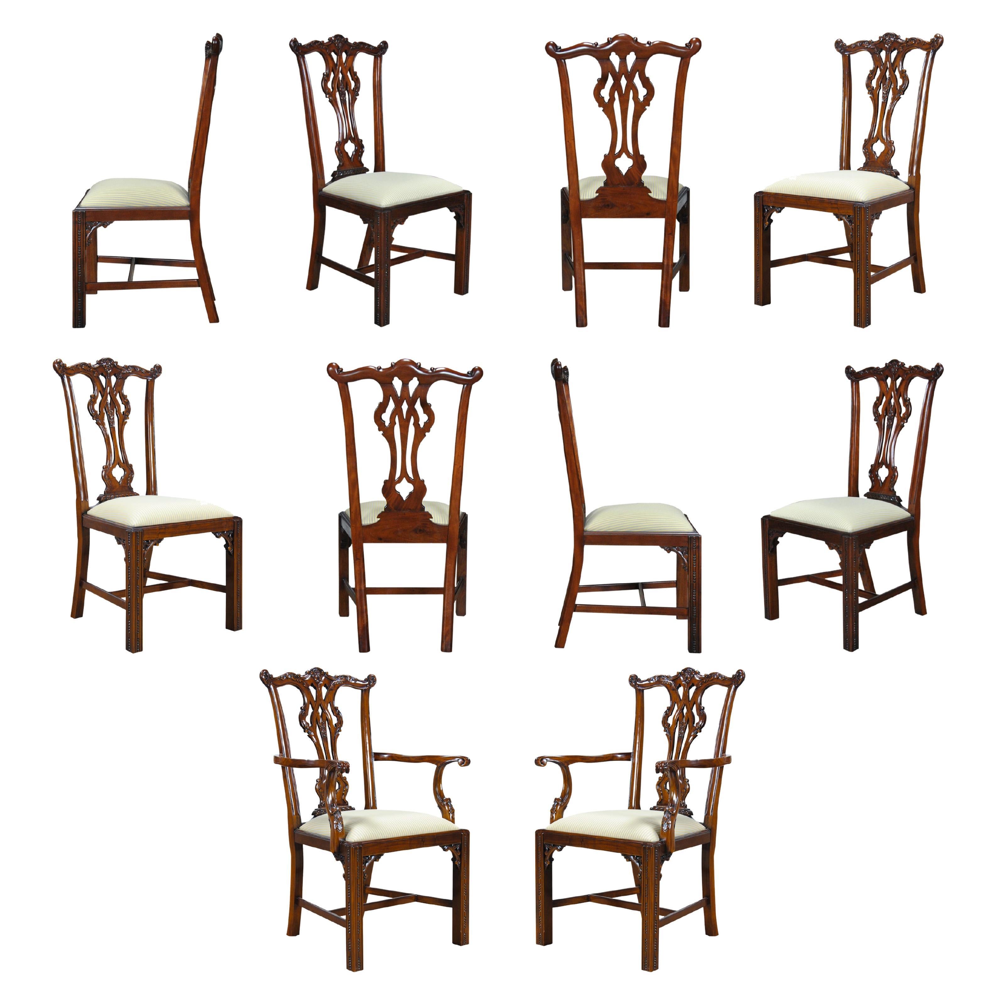 Essex Chippendale Chairs, Set of 10 For Sale