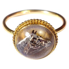 Antique Essex Crystal Horse Ring in Rose Gold
