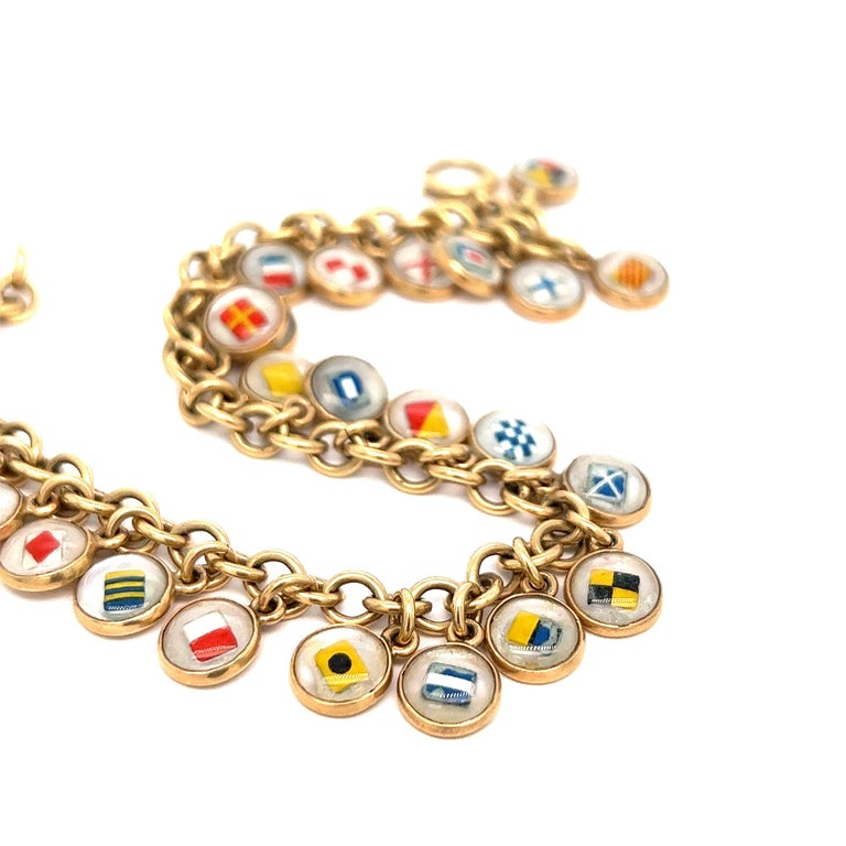 Essex Crystal Nautical Flags Charm Bracelet For Sale at 1stDibs